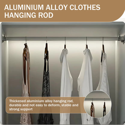 Aihm-Lon Sleek Wardrobes Closets with Black Exquisite Handle and Light  63"-102"