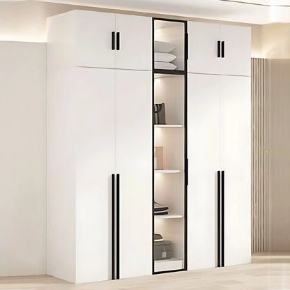 Aihm-Lon Sleek Wardrobes Closets with Black Exquisite Handle and Light  63"-102"