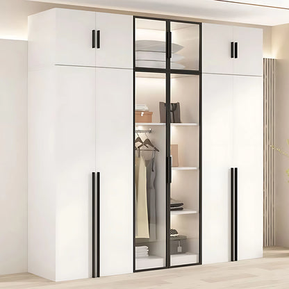 Aihm-Lon Sleek Wardrobes Closets with Black Exquisite Handle and Light  63"-102"