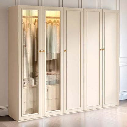 Aihm-Lon Wardrobe with Elegant Glass Doors and Metal Round Handles 63"-94"