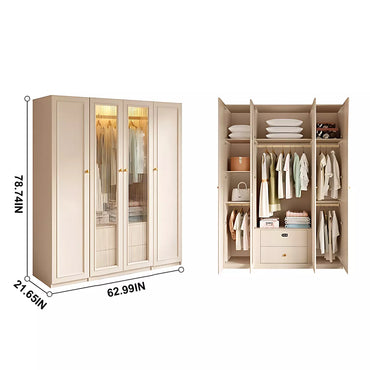 Aihm-Lon Wardrobe with Elegant Glass Doors and Metal Round Handles 63"-94"