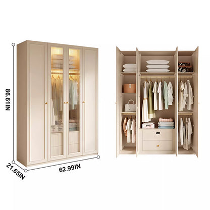 Aihm-Lon Wardrobe with Elegant Glass Doors and Metal Round Handles 63"-94"