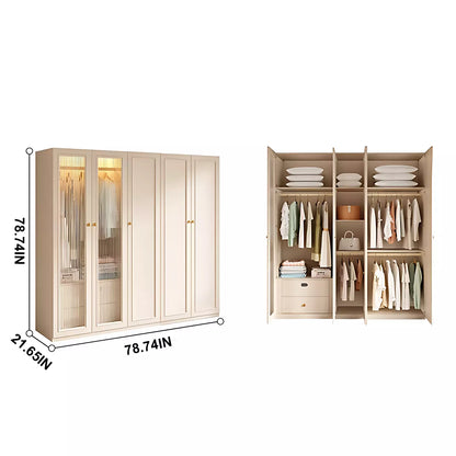 Aihm-Lon Wardrobe with Elegant Glass Doors and Metal Round Handles 63"-94"