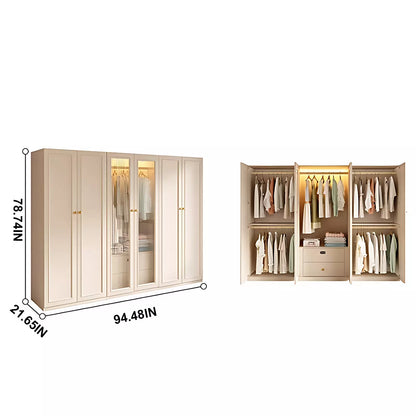 Aihm-Lon Wardrobe with Elegant Glass Doors and Metal Round Handles 63"-94"