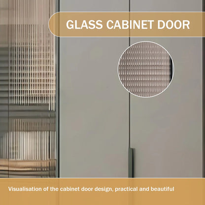 Aihm-Lon Contemporary Wardrobe Closets with Drawers Recessed Glass Doors 63"-94"