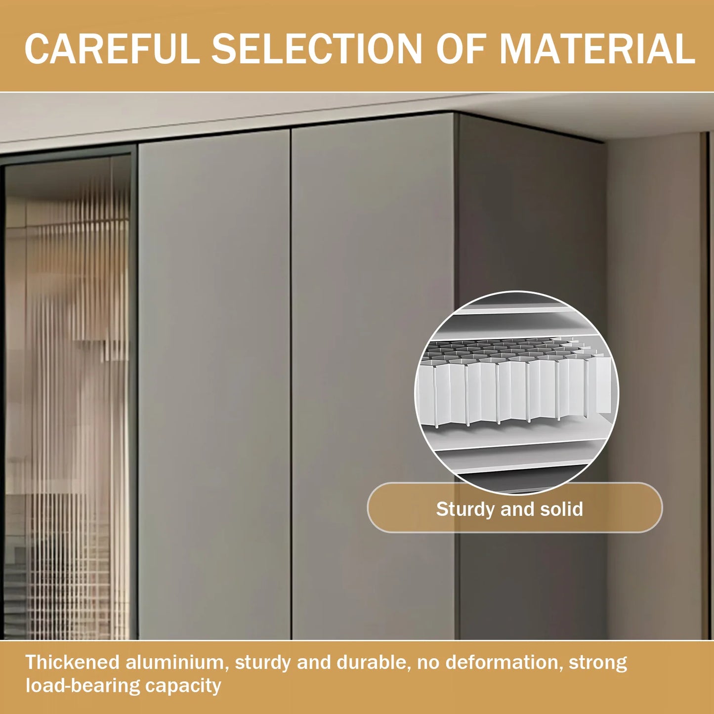 Aihm-Lon Contemporary Wardrobe Closets with Drawers Recessed Glass Doors 63"-94"