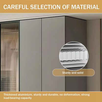 Aihm-Lon Contemporary Wardrobe Closets with Drawers Recessed Glass Doors 63"-94"