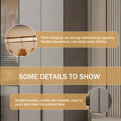 Aihm-Lon Contemporary Wardrobe Closets with Drawers Recessed Glass Doors 63"-94"