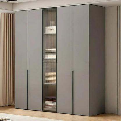 Aihm-Lon Contemporary Wardrobe Closets with Drawers Recessed Glass Doors 63"-94"