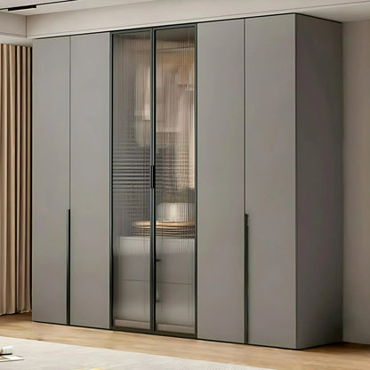 Aihm-Lon Contemporary Wardrobe Closets with Drawers Recessed Glass Doors 63"-94"