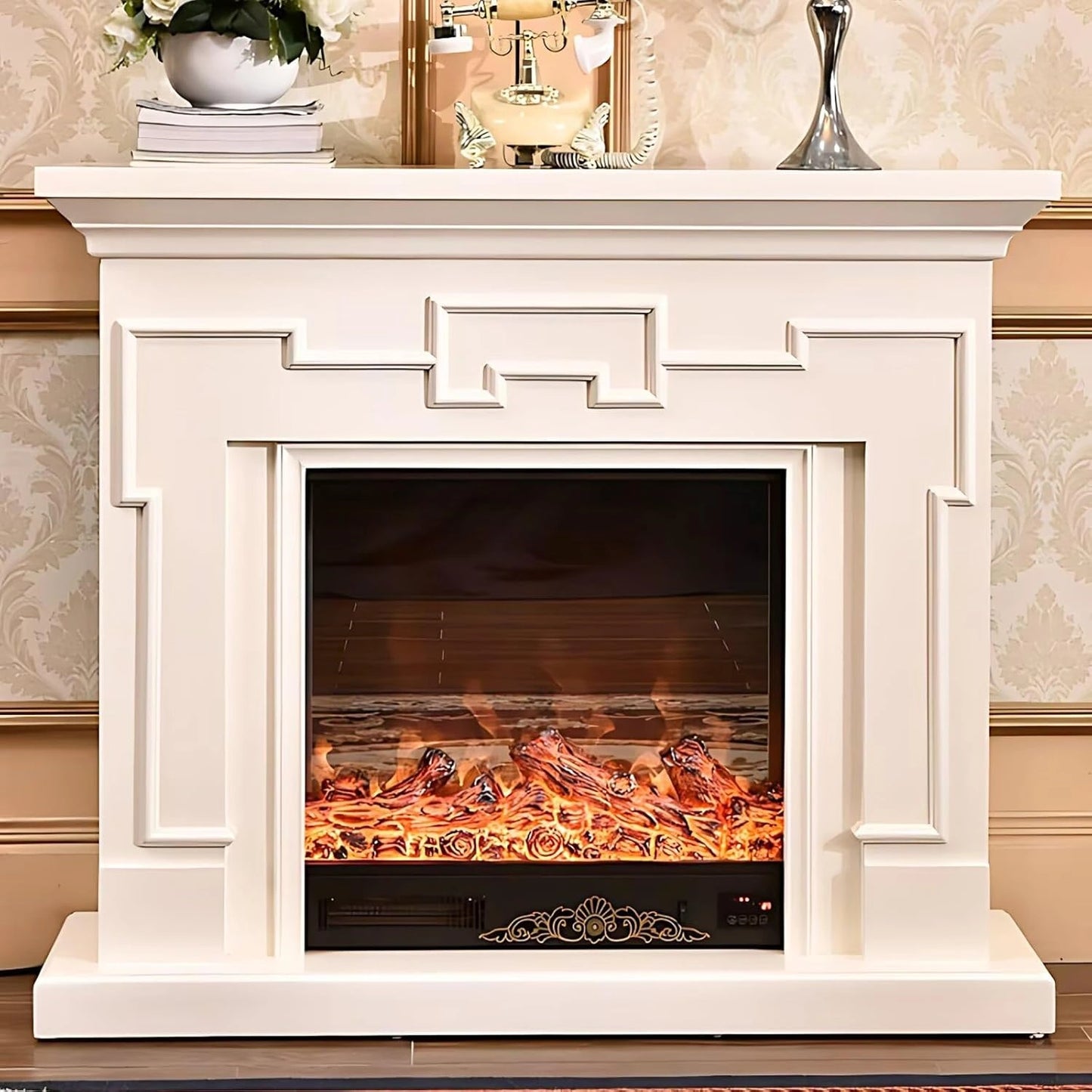 Aihm-Lon Indoor Electric Fireplace Includes Polygonal Line Design 47”