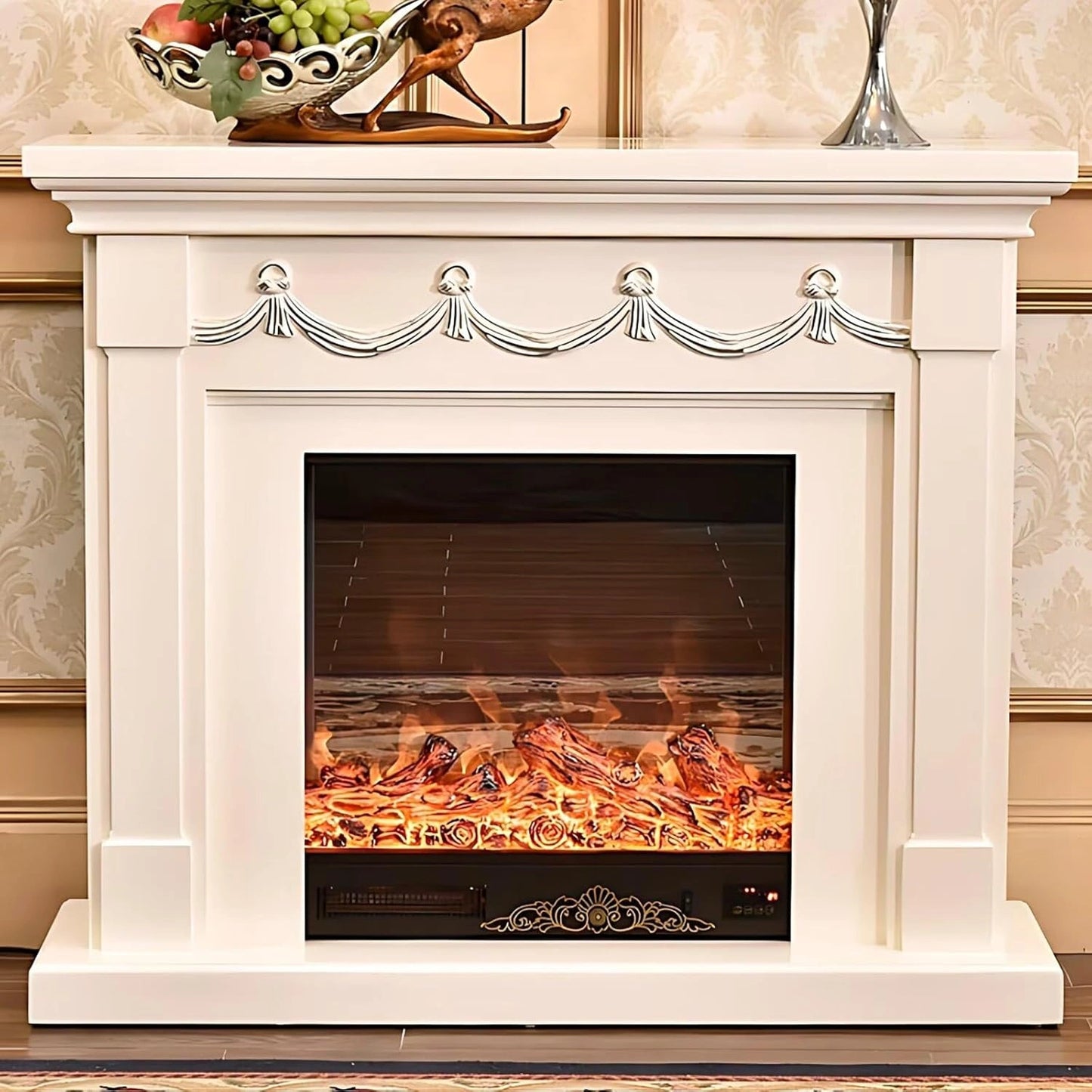 Aihm-Lon Simple Electric Fireplace Curtain Shape Line Design 47”