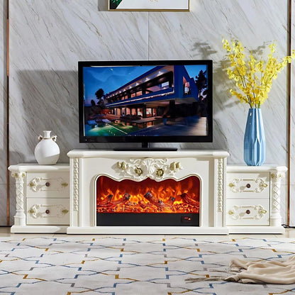 Aihm-Lon Luxurious Electric Fireplace Includes Vintage Carving with 4 Drawers 81”