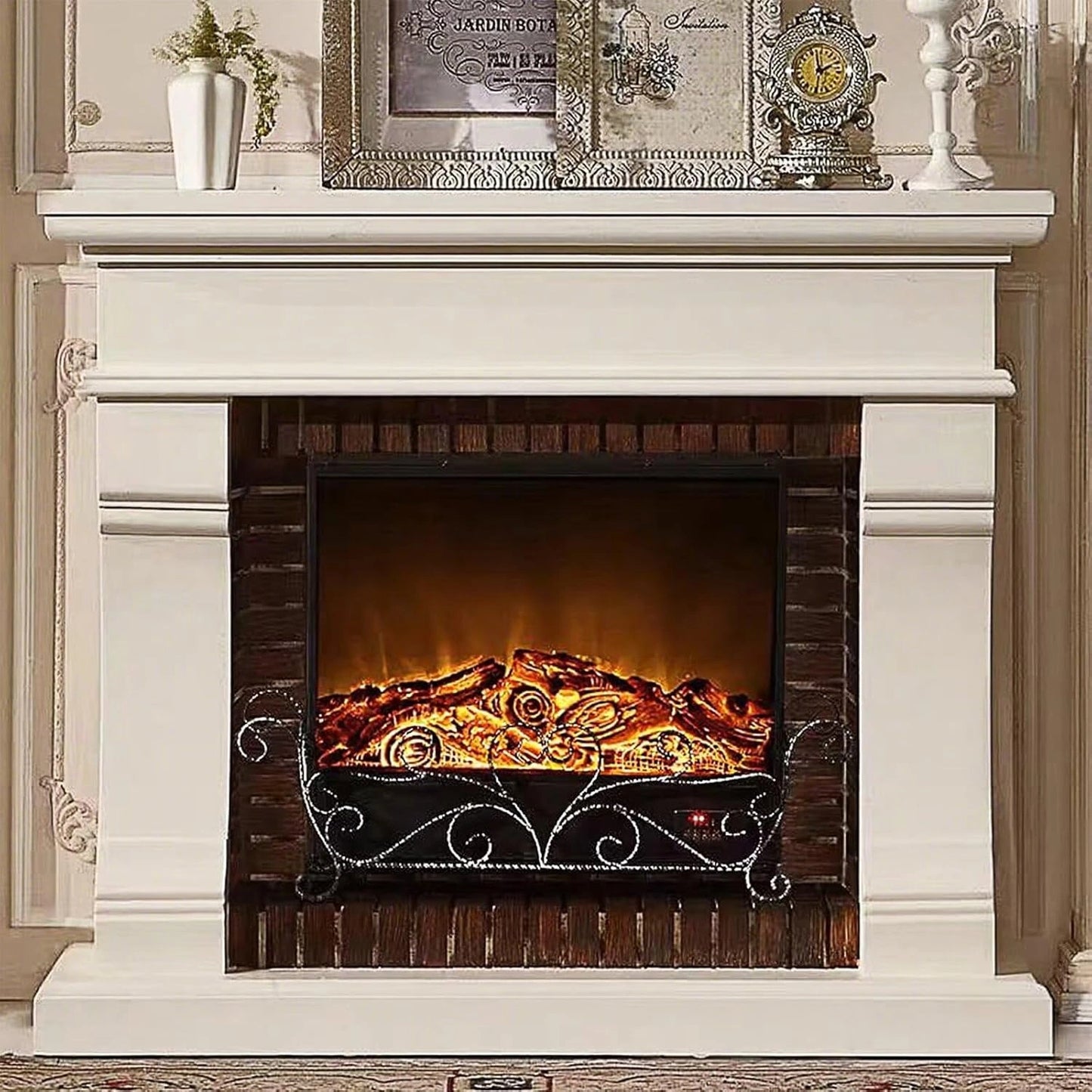 Aihm-Lon Decorative Electric Fireplace Exquisite Iron Art Design with Simulated Flame 51”-59”