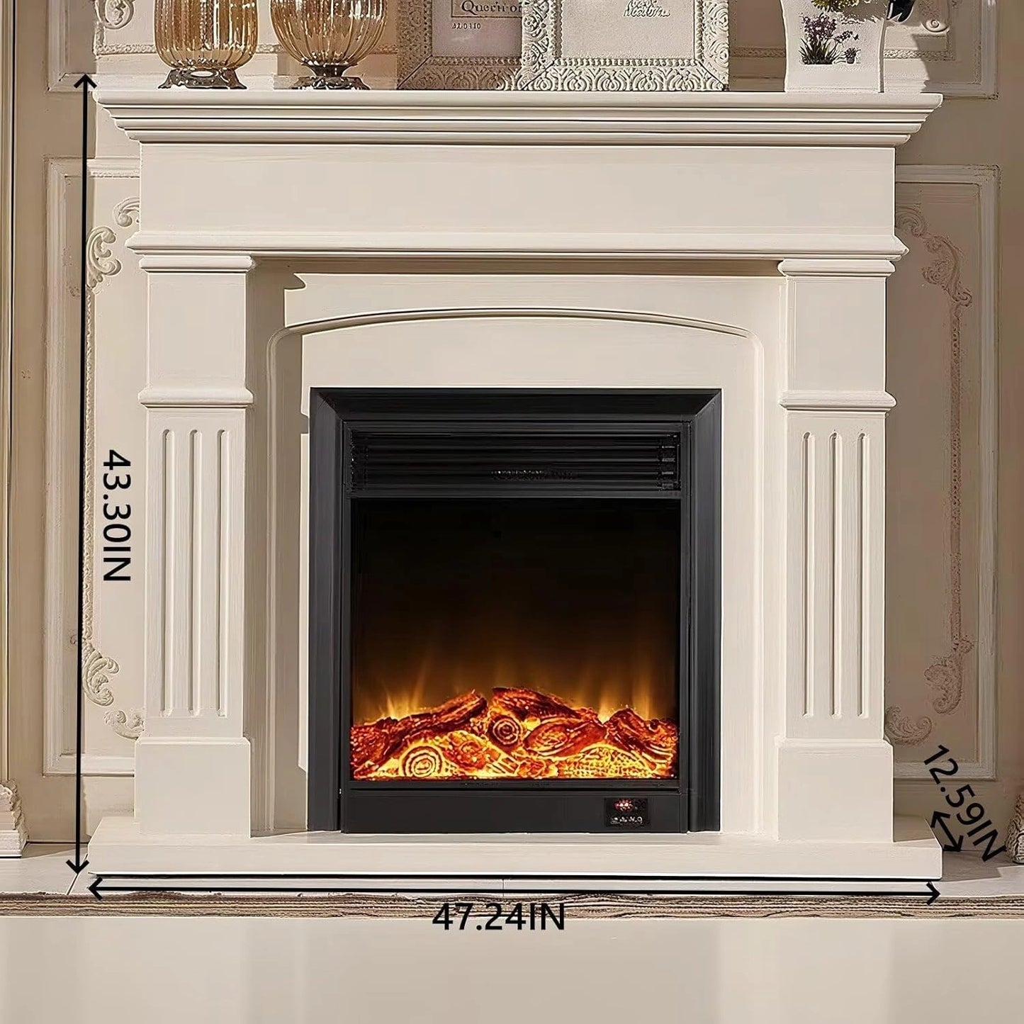 Aihm-Lon Electric Fireplace Parallel Line Design with Real Flame Effect 47”-59”