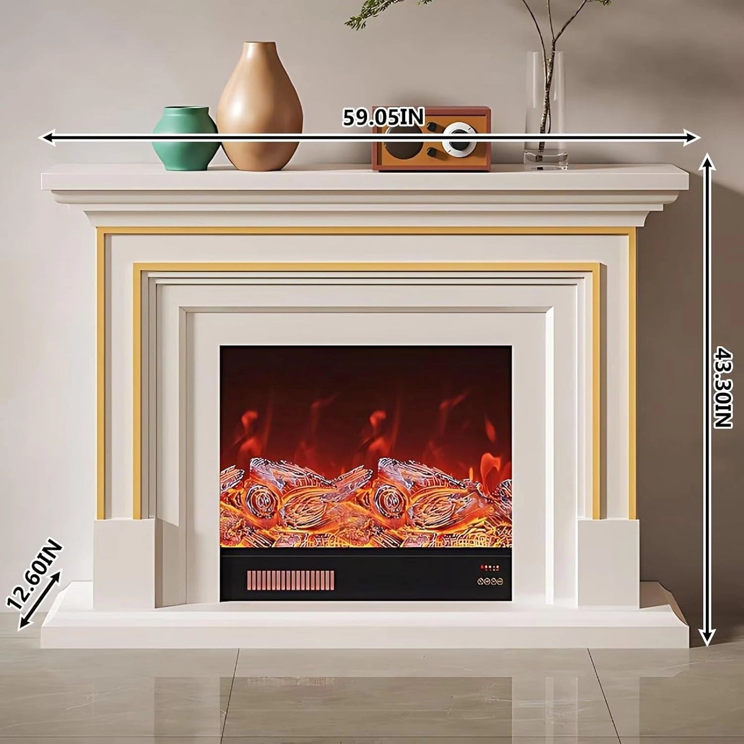 Aihm-Lon Minimalist Electric Fireplace with Realistic Flame Effects 59”-95”