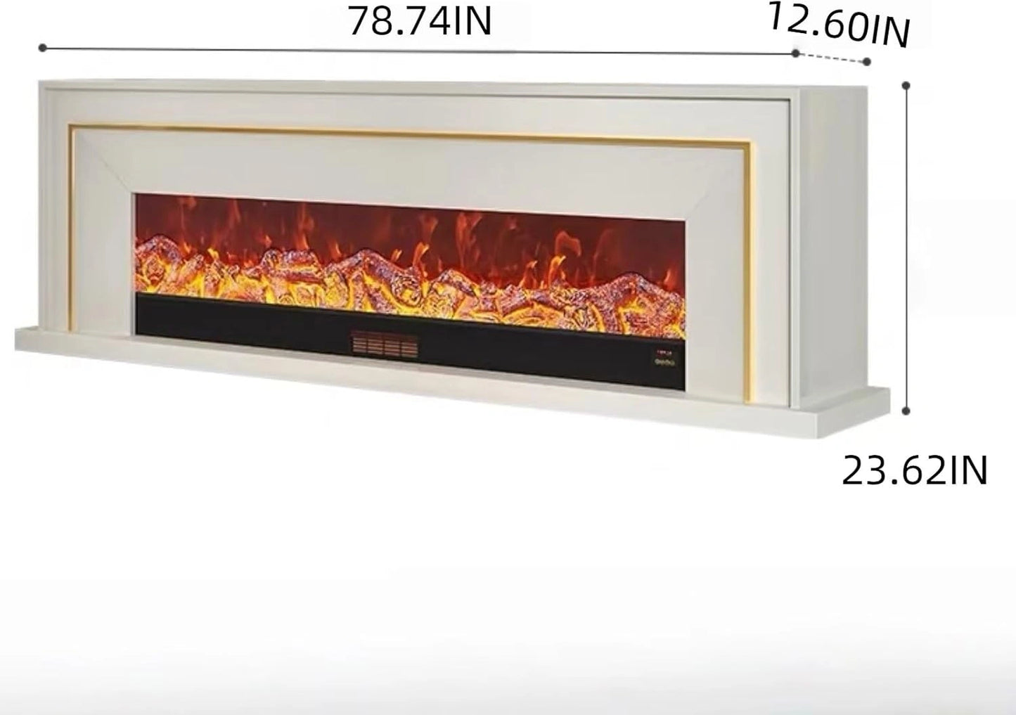 Aihm-Lon Exquisite Electric Fireplace with Golden Line Decoration 71”-87”