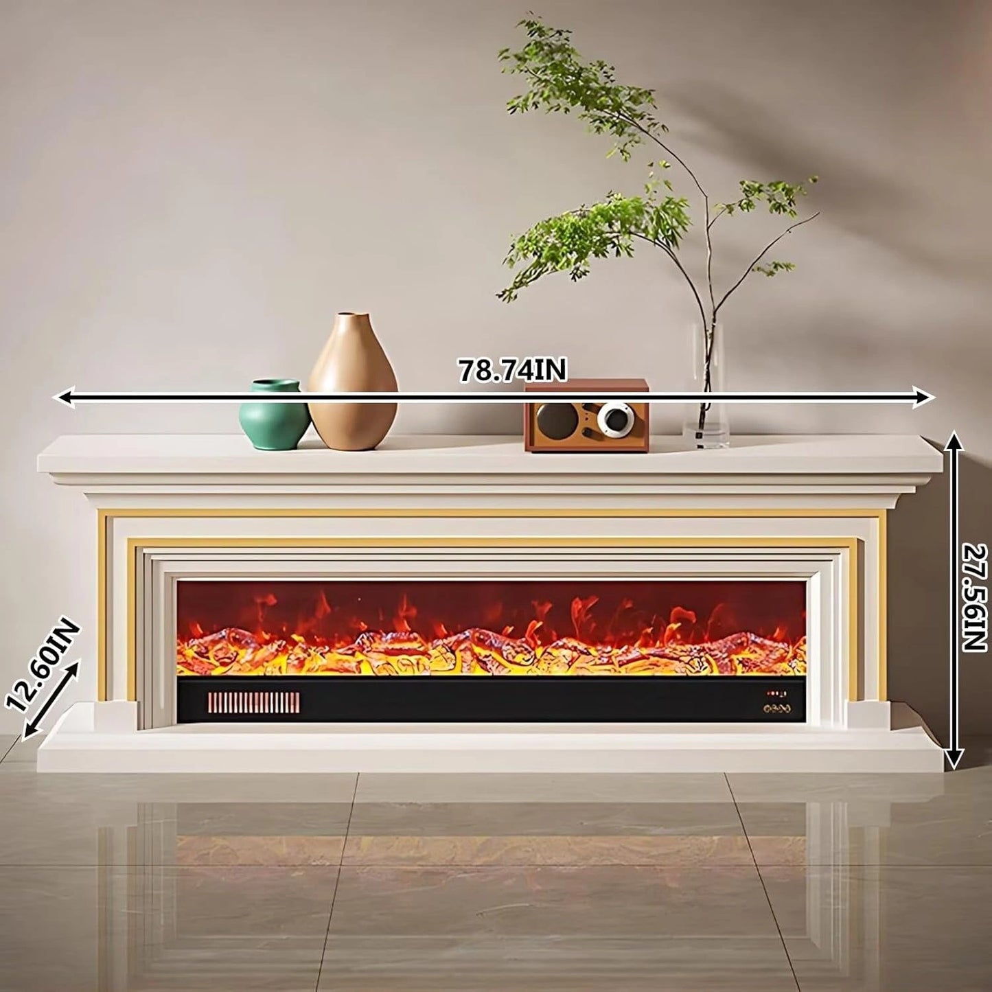 Aihm-Lon Minimalist Electric Fireplace with Realistic Flame Effects 59”-95”