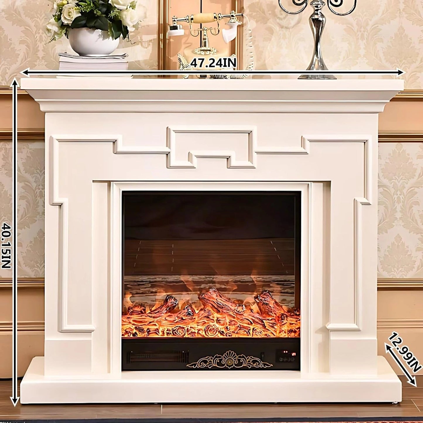 Aihm-Lon Indoor Electric Fireplace Includes Polygonal Line Design 47”