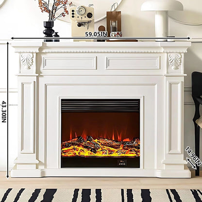 Aihm-Lon Electric Fireplace Includes French Retro Minimalist Line Design 59”