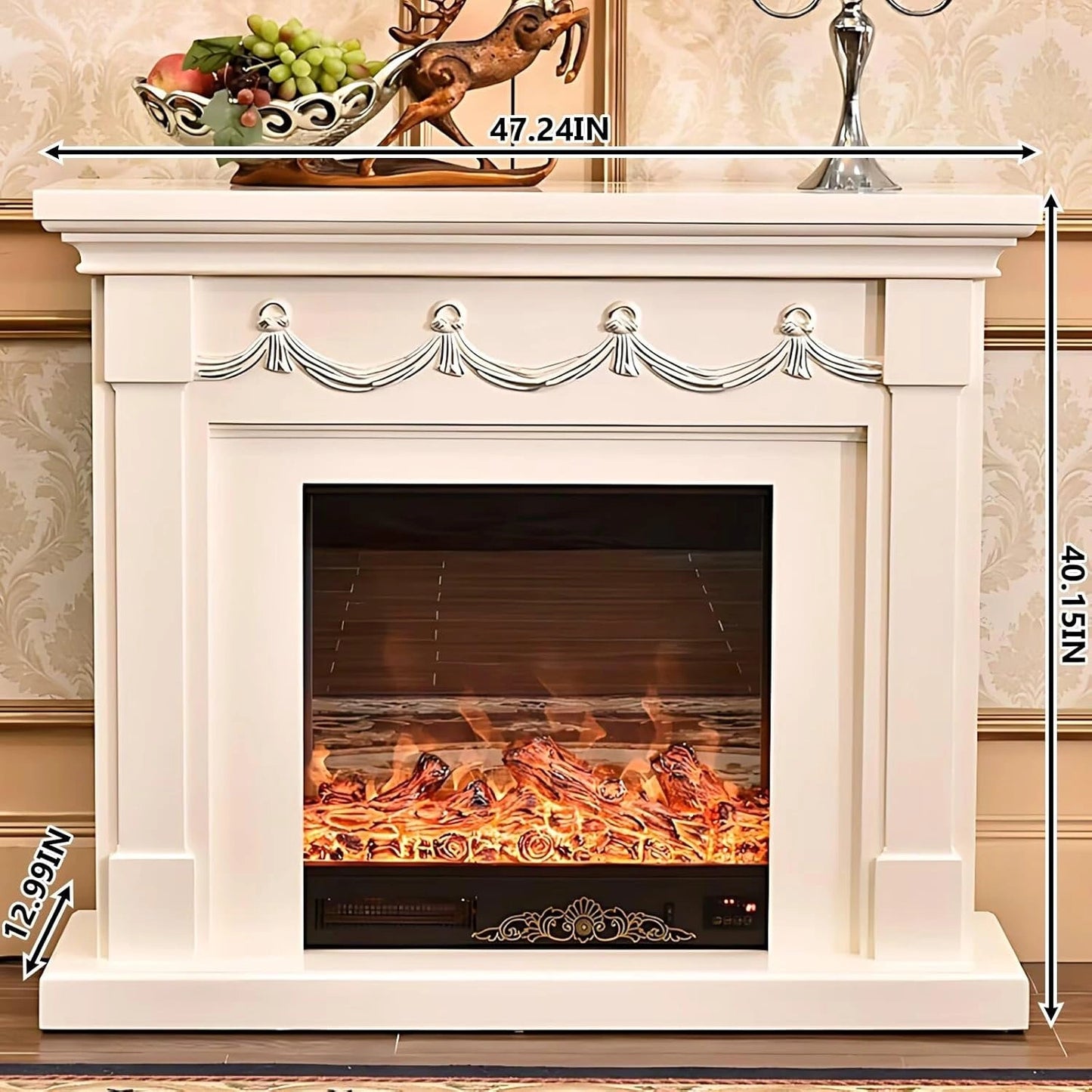 Aihm-Lon Simple Electric Fireplace Curtain Shape Line Design 47”