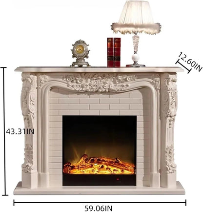 Aihm-Lon Luxurious Electric Fireplace with European Baroque Patterns 59”