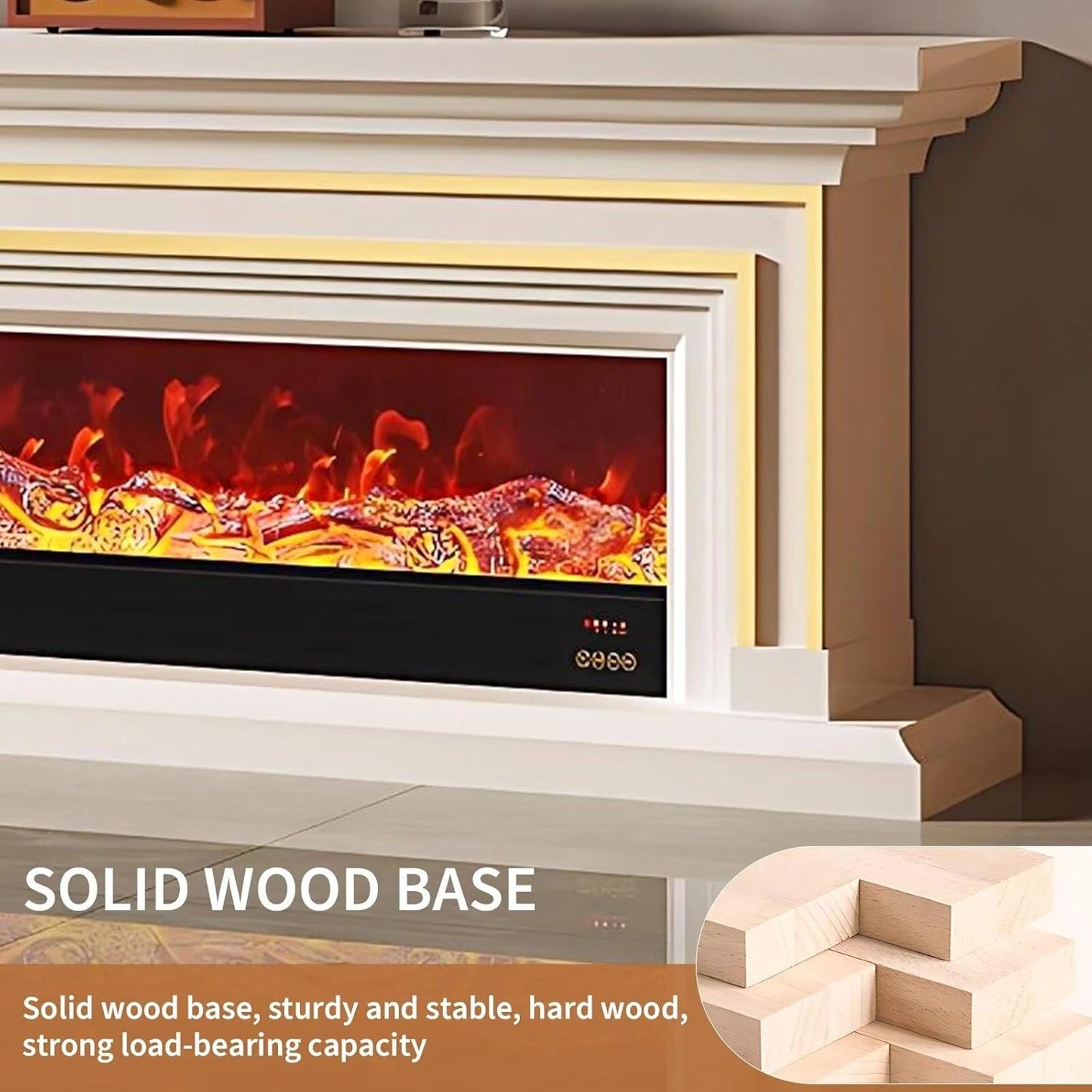 Aihm-Lon Minimalist Electric Fireplace with Realistic Flame Effects 59”-95”