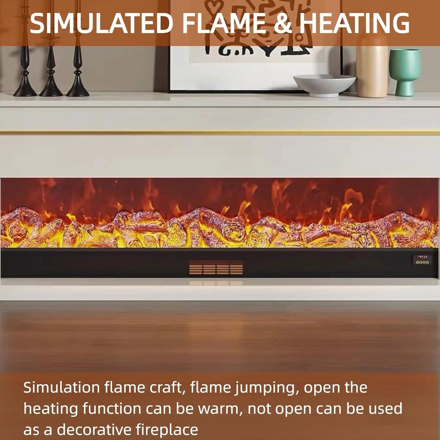 Aihm-Lon Exquisite Electric Fireplace with Golden Line Decoration 71”-87”