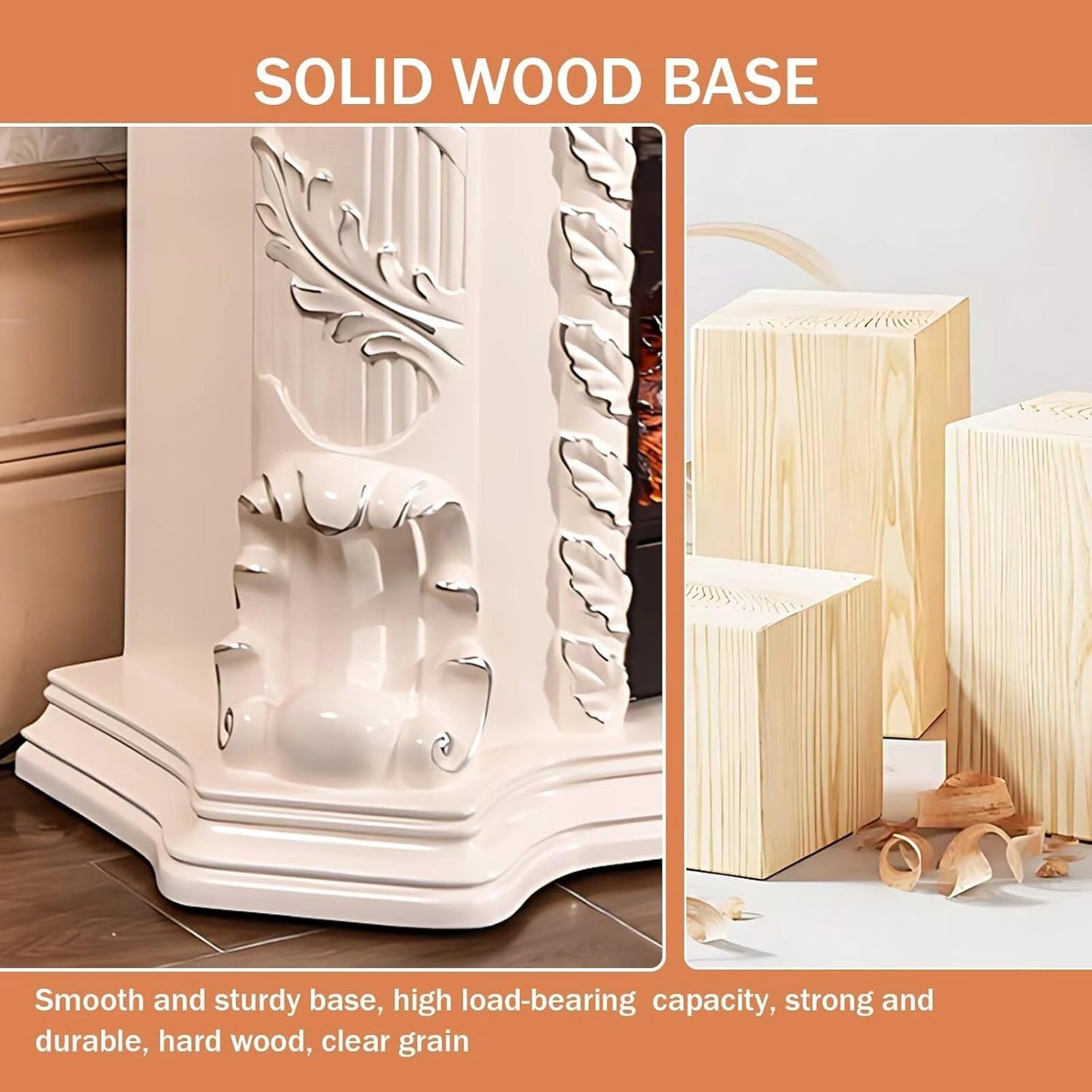 Aihm-Lon Electric Fireplace Includes Swirling Texture Design with Floral Pattern 47”