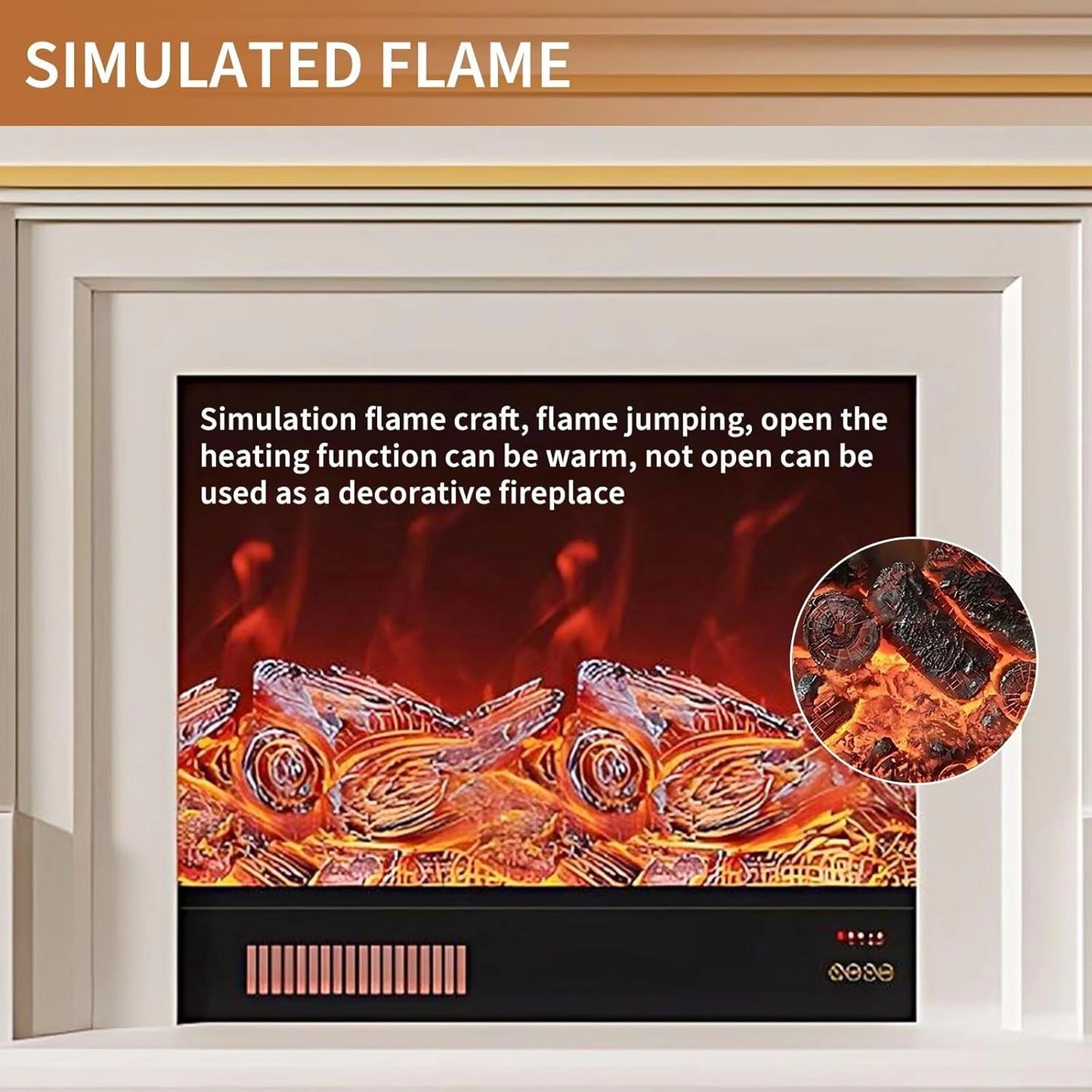 Aihm-Lon Minimalist Electric Fireplace with Realistic Flame Effects 59”-95”