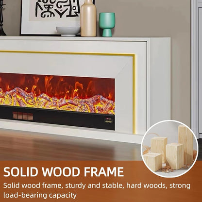 Aihm-Lon Exquisite Electric Fireplace with Golden Line Decoration 71”-87”