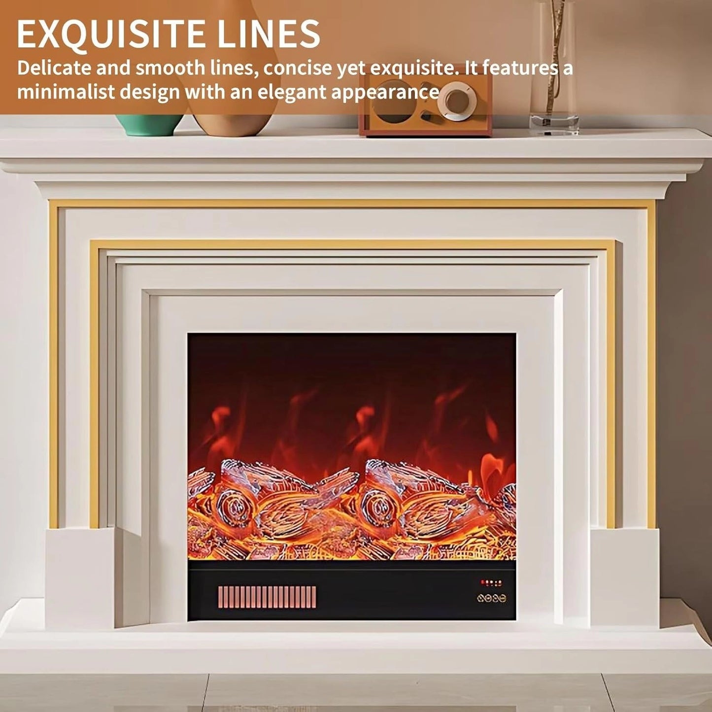 Aihm-Lon Minimalist Electric Fireplace with Realistic Flame Effects 59”-95”