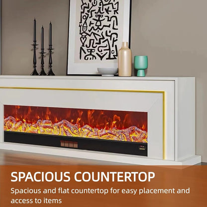 Aihm-Lon Exquisite Electric Fireplace with Golden Line Decoration 71”-87”