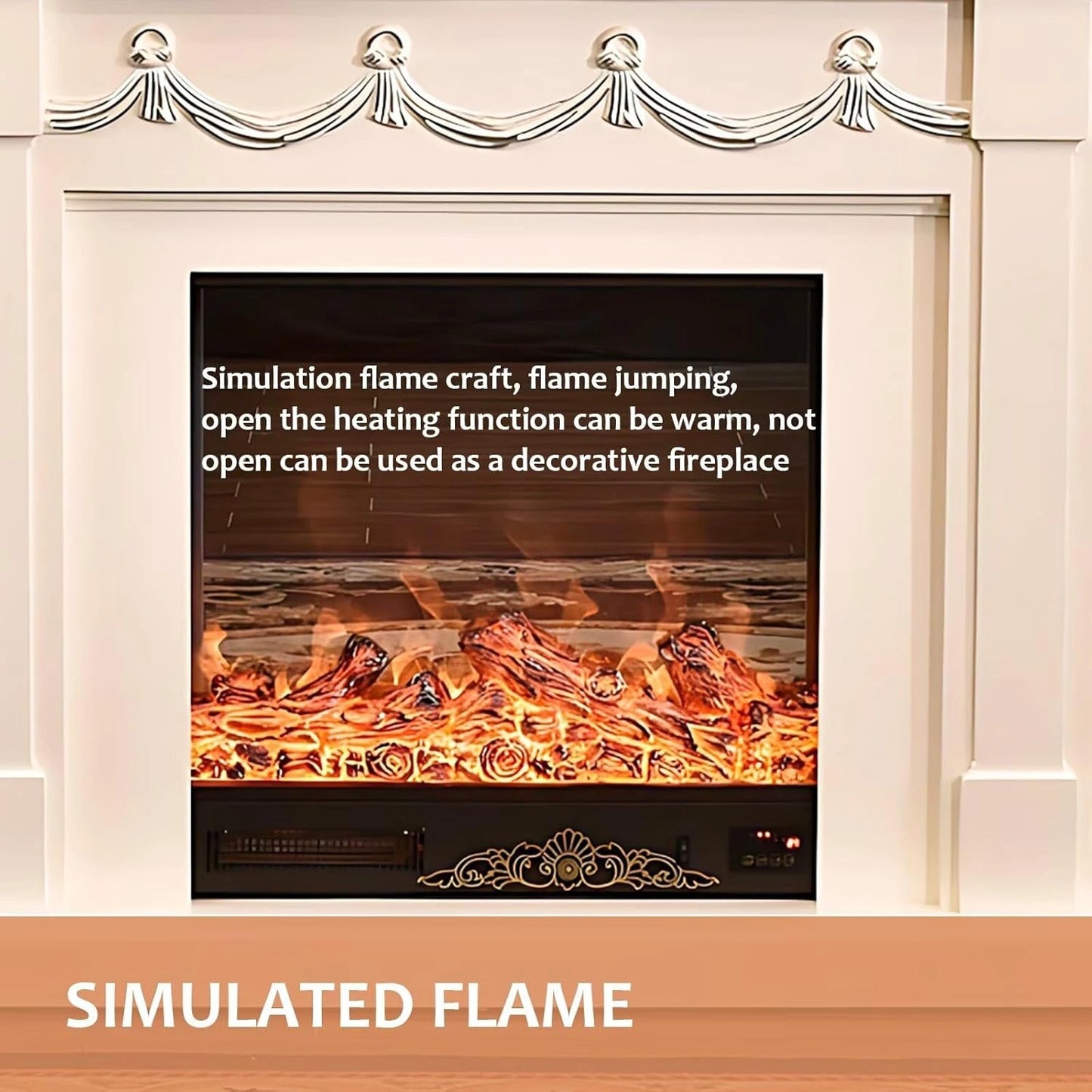 Aihm-Lon Simple Electric Fireplace Curtain Shape Line Design 47”