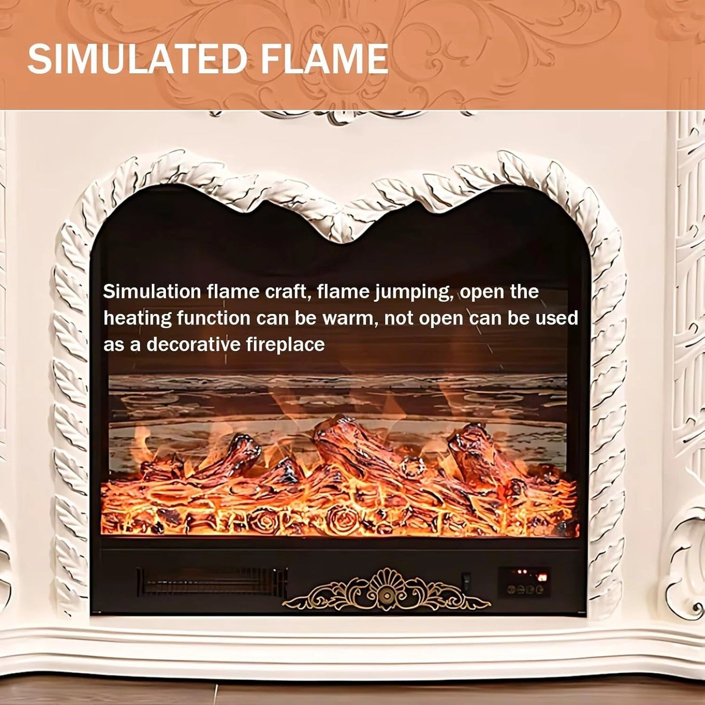 Aihm-Lon Electric Fireplace Includes Swirling Texture Design with Floral Pattern 47”