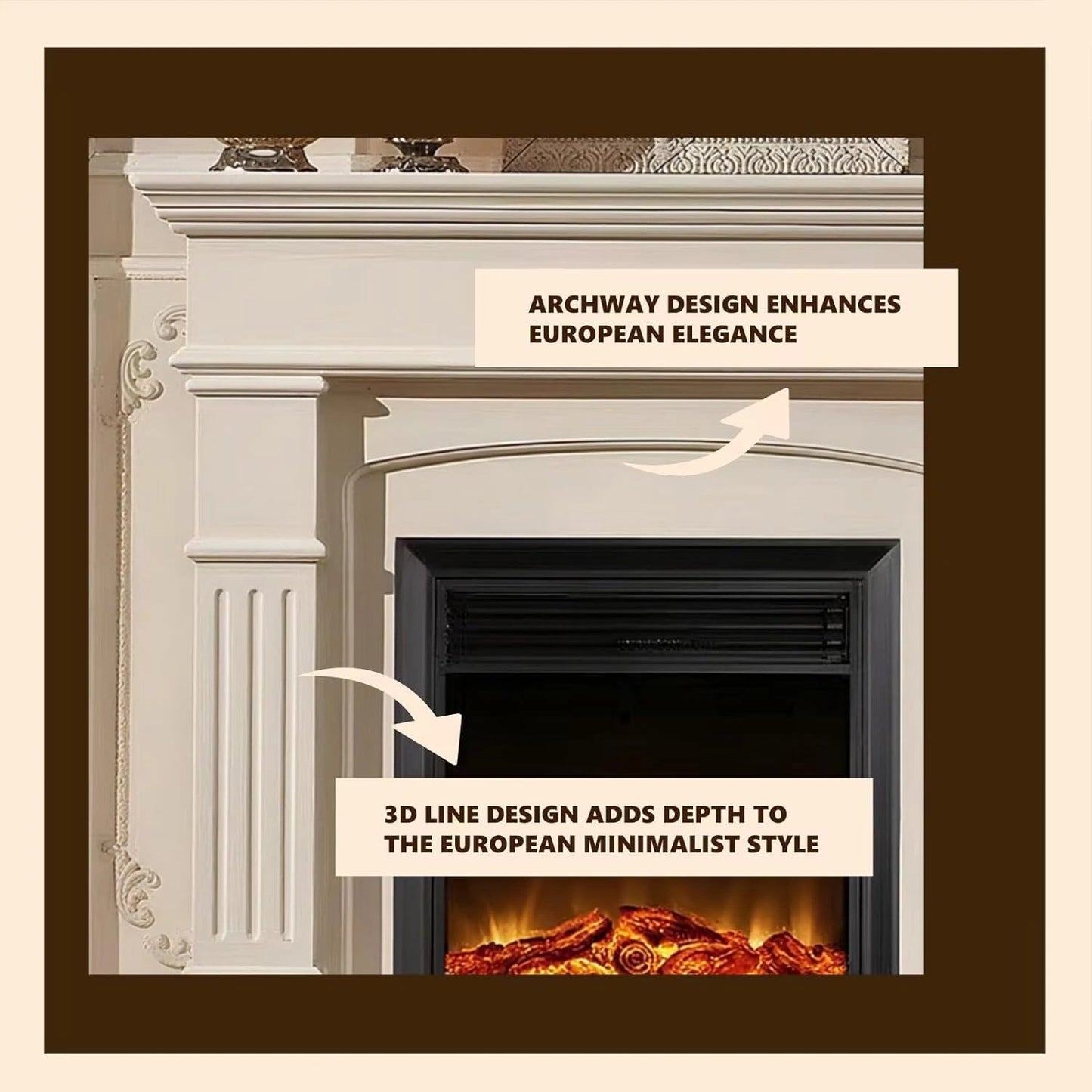 Aihm-Lon Electric Fireplace Parallel Line Design with Real Flame Effect 47”-59”