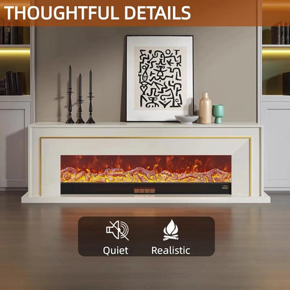 Aihm-Lon Exquisite Electric Fireplace with Golden Line Decoration 71”-87”