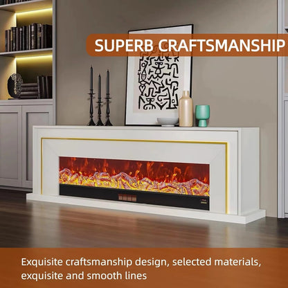 Aihm-Lon Exquisite Electric Fireplace with Golden Line Decoration 71”-87”