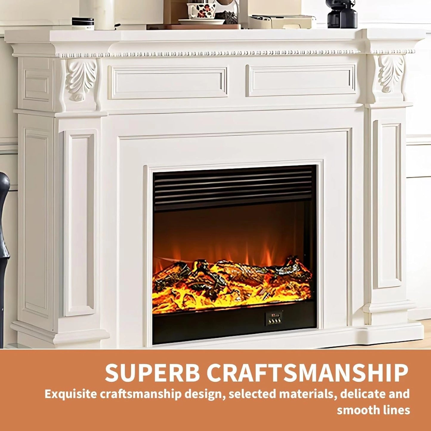 Aihm-Lon Electric Fireplace Includes French Retro Minimalist Line Design 59”