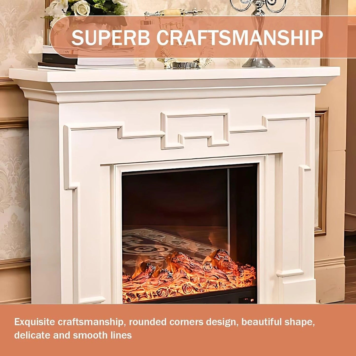 Aihm-Lon Indoor Electric Fireplace Includes Polygonal Line Design 47”