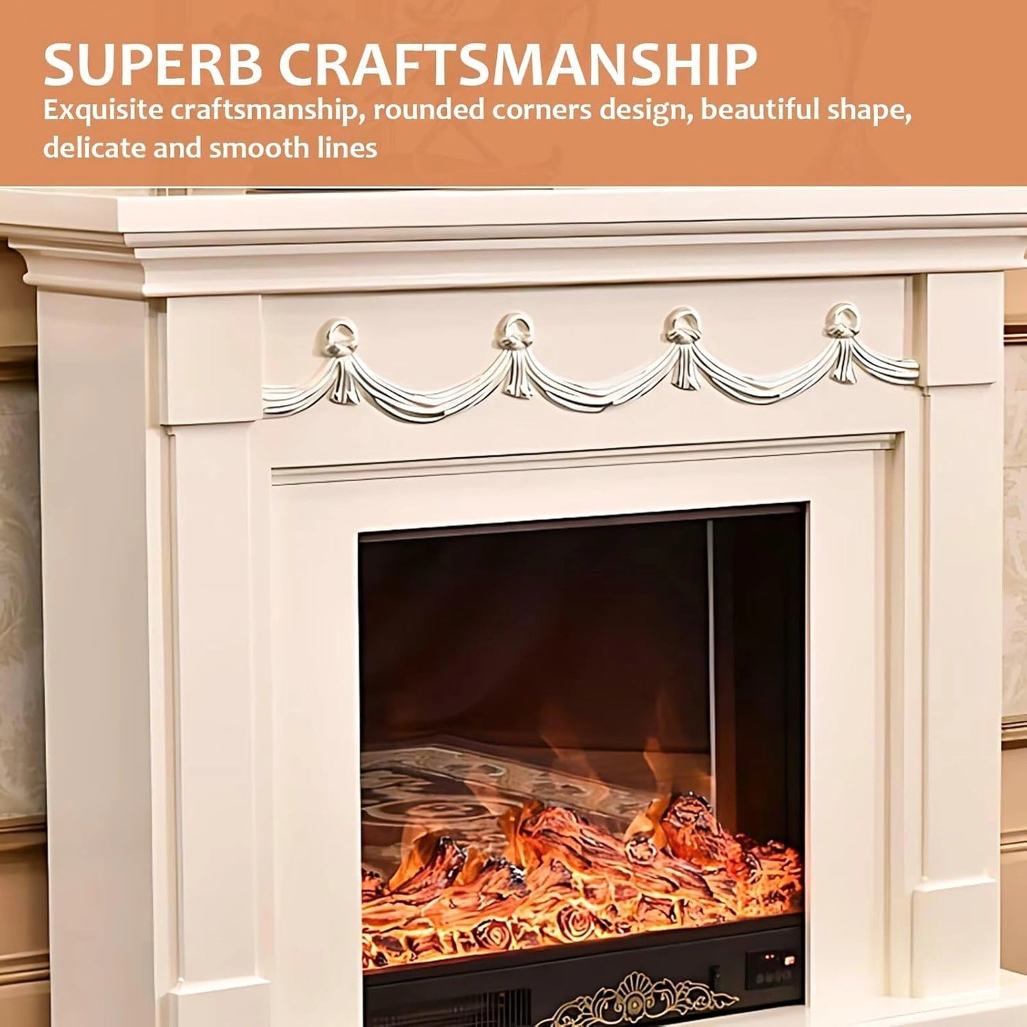 Aihm-Lon Simple Electric Fireplace Curtain Shape Line Design 47”