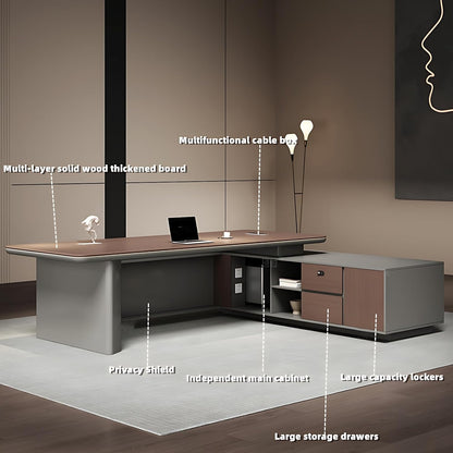 Aihm-Lon Executive Desk with L-Shaped Drawers 78.74"-118.11"