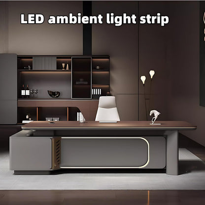 Aihm-Lon Executive Desk with L-Shaped Drawers 78.74"-118.11"