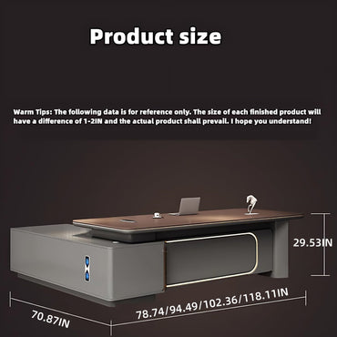 Aihm-Lon Executive Desk with L-Shaped Drawers 78.74"-118.11"