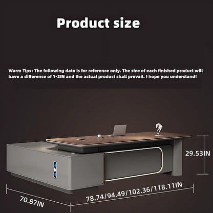 Aihm-Lon Executive Desk with L-Shaped Drawers 78.74"-118.11"