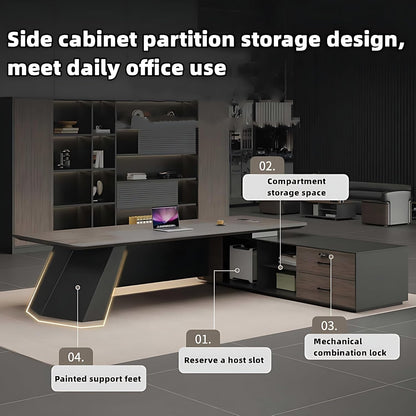Aihm-Lon Executive Desk with Modern Unique Design 70.86"-125.98"