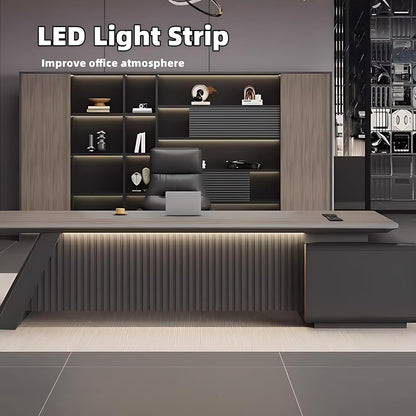 Aihm-Lon Executive Desk with Modern Unique Design 70.86"-125.98"