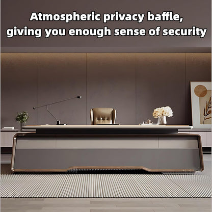 Aihm-Lon Executive Desk with Brown Log Style Drawers 78.7"-141.7"