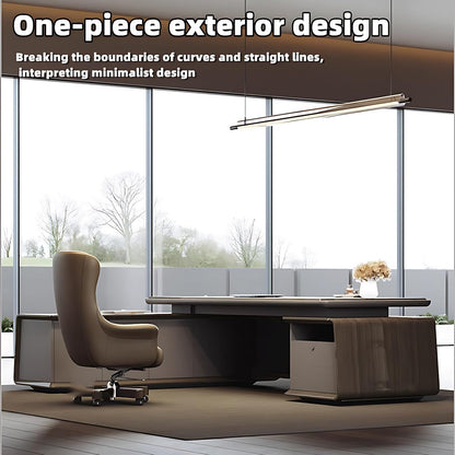 Aihm-Lon Executive Desk with Brown Log Style Drawers 78.7"-141.7"