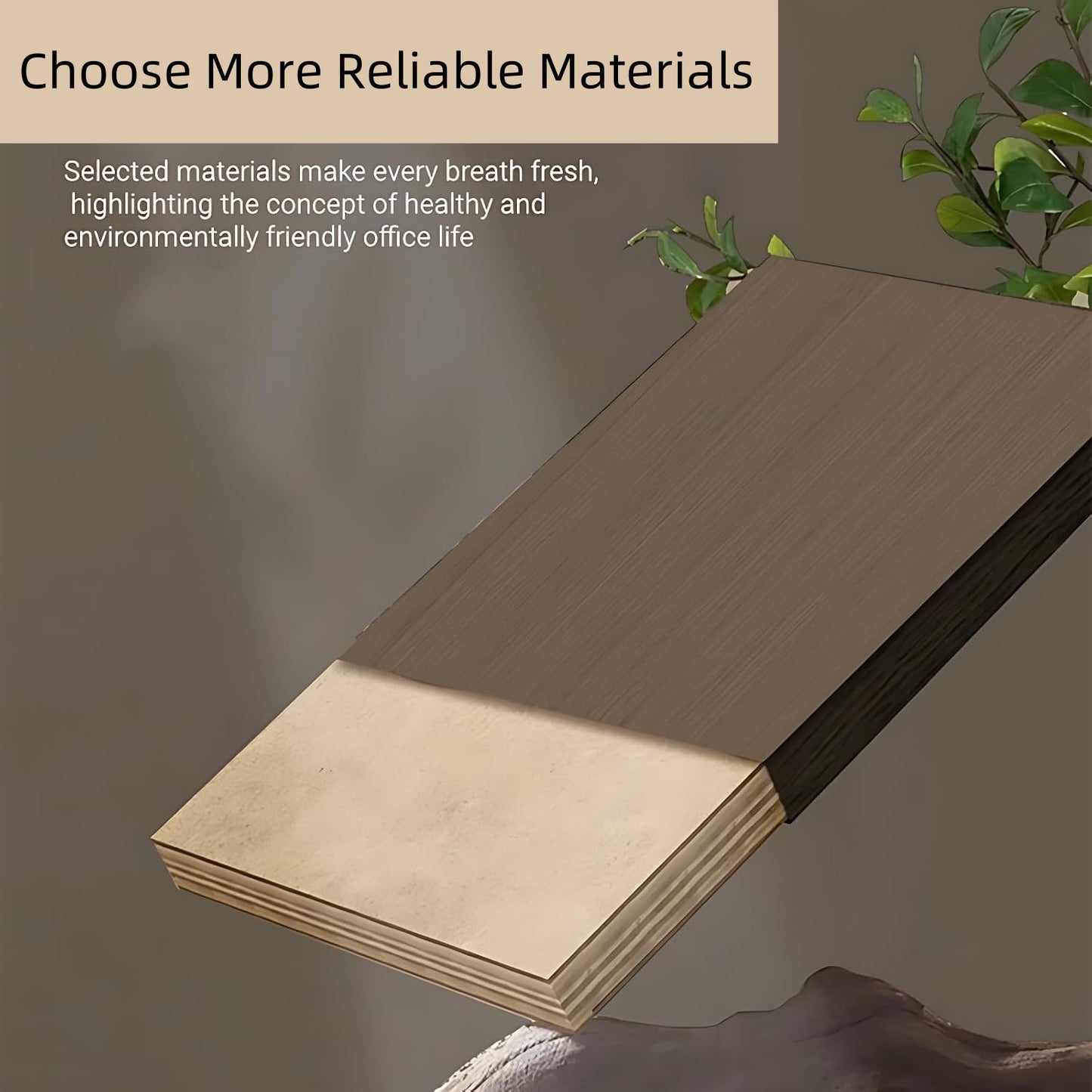 Aihm-Lon Executive Desk with Brown Log Style Drawers 78.7"-141.7"